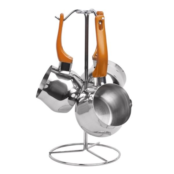 ZAZWA MARQUE LINES Set de 3 pots à lait Lines En INOX avec Support - DORE