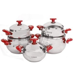 Batterie de Cuisine Inox MARQUE Lines 10 Pièces Rouge