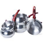 Ensemble de 5 Casseroles Inox 18/10 marque Lines rouge