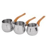 ZAZWA MARQUE LINES Set de 3 pots à lait Lines En INOX avec Support - DORE – Image 2