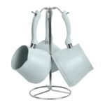 ZAZWA MARQUE LINES Set de 3 pots à lait Lines En Granite avec Support - PASTEL