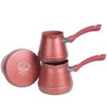 ZAZWA MARQUE LINES Set de 3 pots à lait Lines En Granite avec Support - ROUGE – Image 4