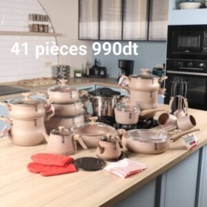 Batterie de cuisine 41 pièces granite Beige - MARQUE Lines