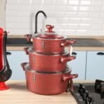 MARQUE Lines – Batterie de Cuisine 38 Pièces Granite Rouge – Image 6