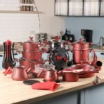 MARQUE Lines – Batterie de Cuisine 38 Pièces Granite Rouge