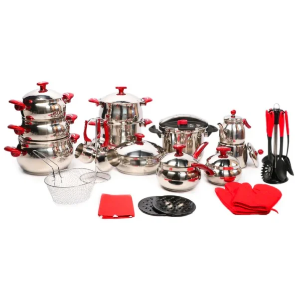 Batterie De Cuisine 38 Pièces Inox MARQUE Lines ROUGE