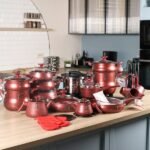 Batterie de cuisine 41 pièces granite Rouge - MARQUE Lines