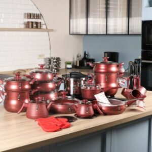 Batterie de cuisine 41 pièces granite Rouge - MARQUE Lines