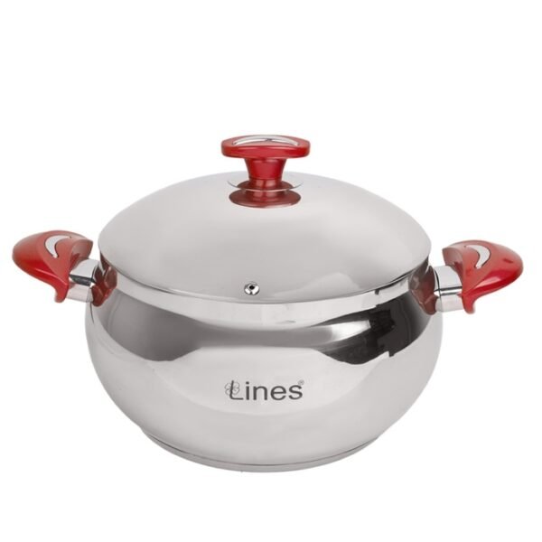 Marmite MARQUE lines  22 cm Inox 18/10 Rouge