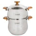 Ensemble de 6 pièces Inox MARQUE Lines Cocotte 6 L et couscoussier 4 L doré – Image 3