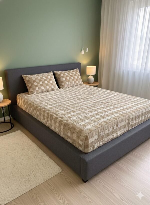 DRAP HOUSSE AVEC COUSSIN MARQUE ABM 2 places 220*240 BEIGE