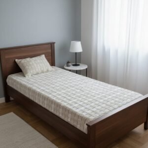 DRAP HOUSSE AVEC COUSSIN MARQUE ABM 1 place 160*230 BLANC casée