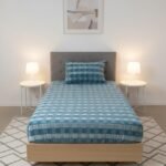 DRAP HOUSSE AVEC COUSSIN MARQUE ABM 1 place 160*230 BLEU CIEL