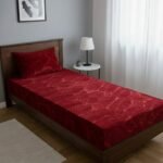 DRAP HOUSSE AVEC COUSSIN MARQUE ABM 1 place 160*230 ROUGE BOURDEAU