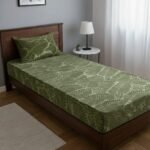 DRAP HOUSSE AVEC COUSSIN MARQUE ABM 1 place 160*230 VERT D'EAU