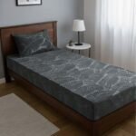 DRAP HOUSSE AVEC COUSSIN MARQUE ABM 1 place 160*230 GRIS Foncée