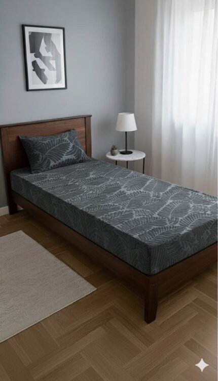 DRAP HOUSSE AVEC COUSSIN MARQUE ABM 1 place 160*230 GRIS Foncée