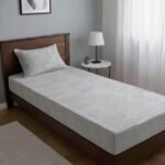 DRAP HOUSSE AVEC COUSSIN MARQUE ABM 1 place 160*230 GRIS CLAIRE