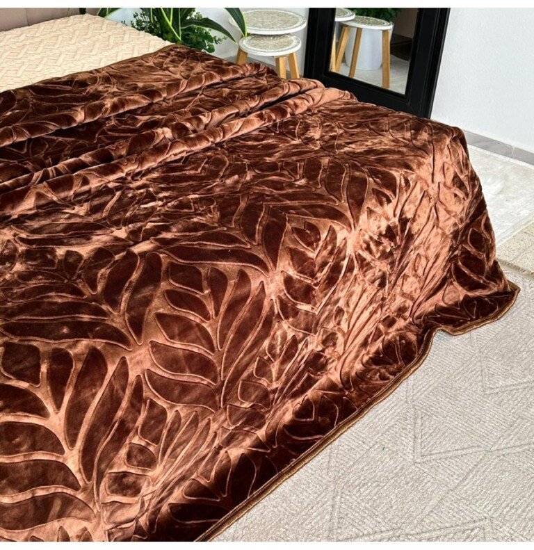 Couverture marron 4 kg - Couverture LA REINE MARQUE ABM 2 places 4 KG 220*240CM MARRON