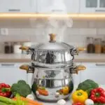 Couscoussier marque ABM Inox 18/10 5022 - 3 Pièces – 8 Litres - Ø22 cm - MIEL