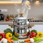 Couscoussier marque ABM Inox 18/10 5020 - 3 Pièces – 6 Litres - Ø20 cm - MIEL