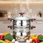 Couscoussier marque ABM Inox 18/10 5020 - 3 Pièces – 6 Litres - Ø20 cm - Rouge