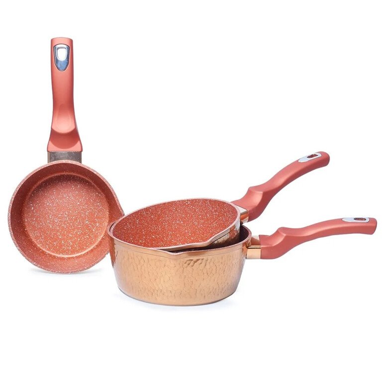 Set 3 casseroles granite - Set De 3 Casseroles Granite BAROLY ABMS1-1 - Effet Cuivre