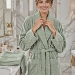 Cape de bain avec deux serviettes marque ABM JACQUARD 100% coton haute qualité