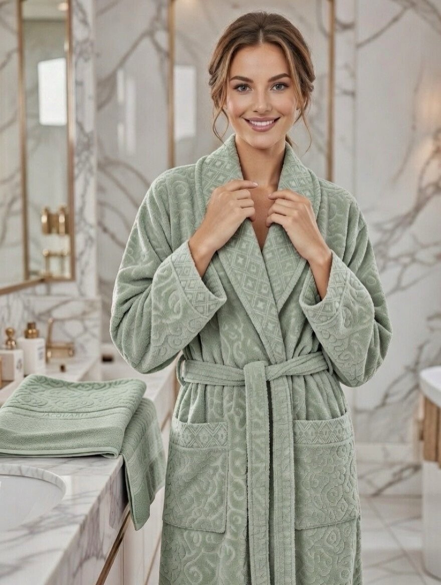 img_1785 Cape de bain avec deux serviettes marque ABM JACQUARD 100% coton haute qualité – Image 1