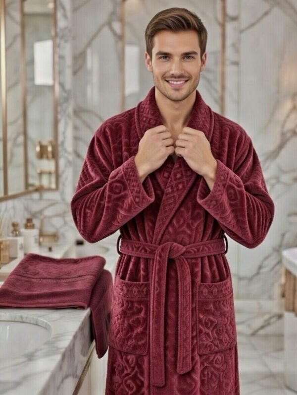 Cape de bain avec deux serviettes marque ABM JACQUARD 100% coton haute qualité