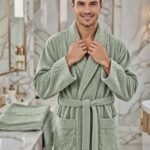 Cape de bain avec deux serviettes marque ABM JACQUARD 100% coton haute qualité