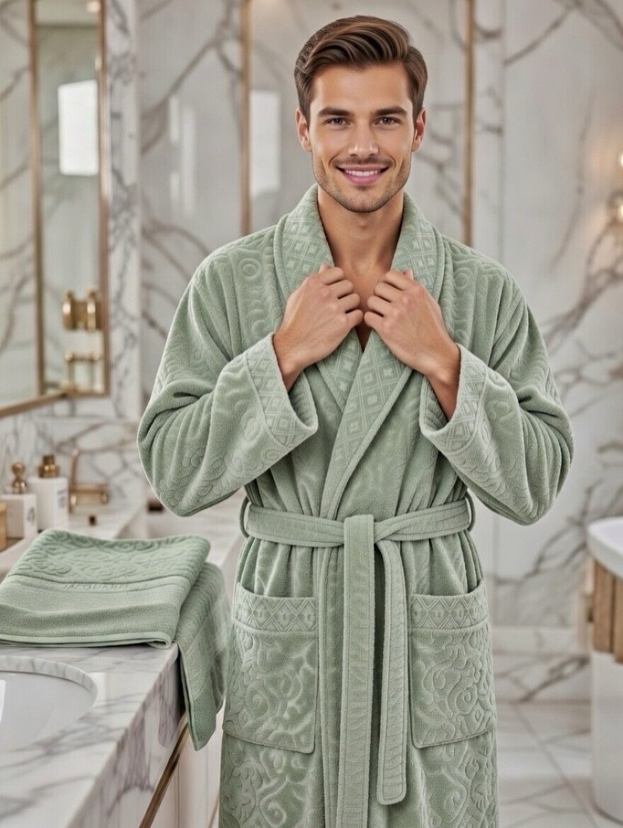 img_1793 Cape de bain avec deux serviettes marque ABM JACQUARD 100% coton haute qualité – Image 1