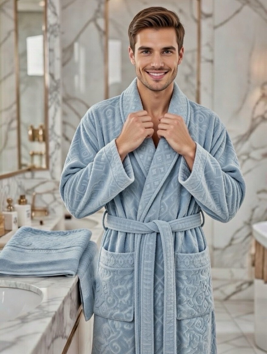 img_1794 Cape de bain avec deux serviettes marque ABM JACQUARD 100% coton haute qualité – Image 1