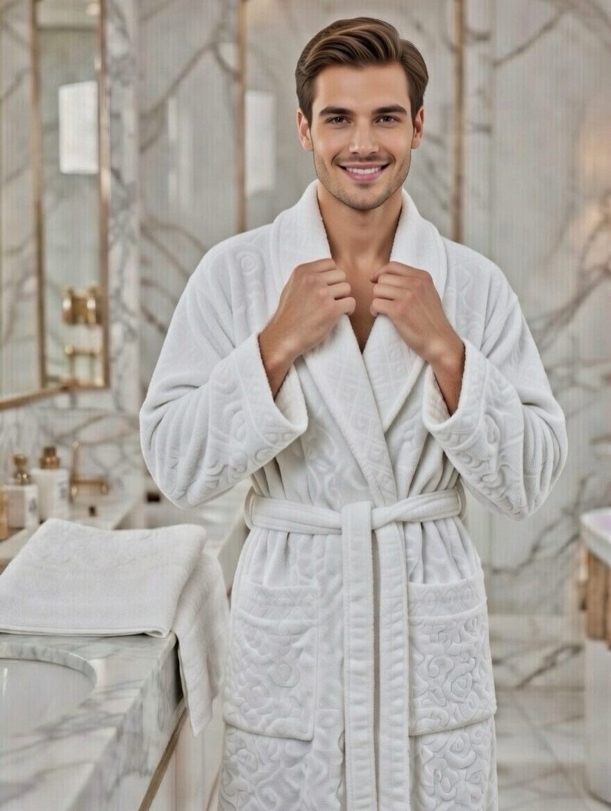 img_1795 Cape de bain avec deux serviettes marque ABM JACQUARD 100% coton haute qualité – Image 1