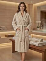 Cape de bain avec deux serviettes marque ABM bamboo 100% coton haute qualité