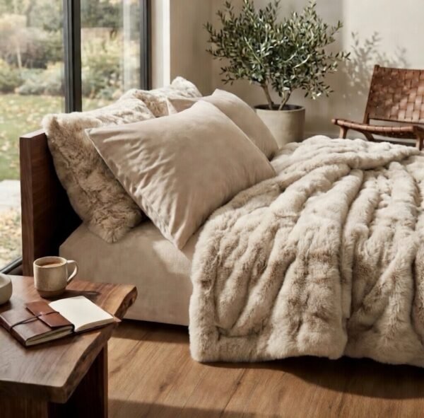 Pack Couvre lit 6pcs 2 place marque ABM - fourrure et velours king size