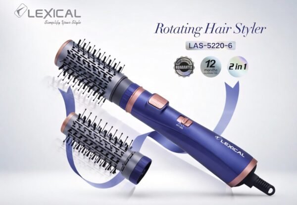 Brosse Soufflante Rotative 2 en 1 MARQUE Lexical LAS-5220-6 - Bleu