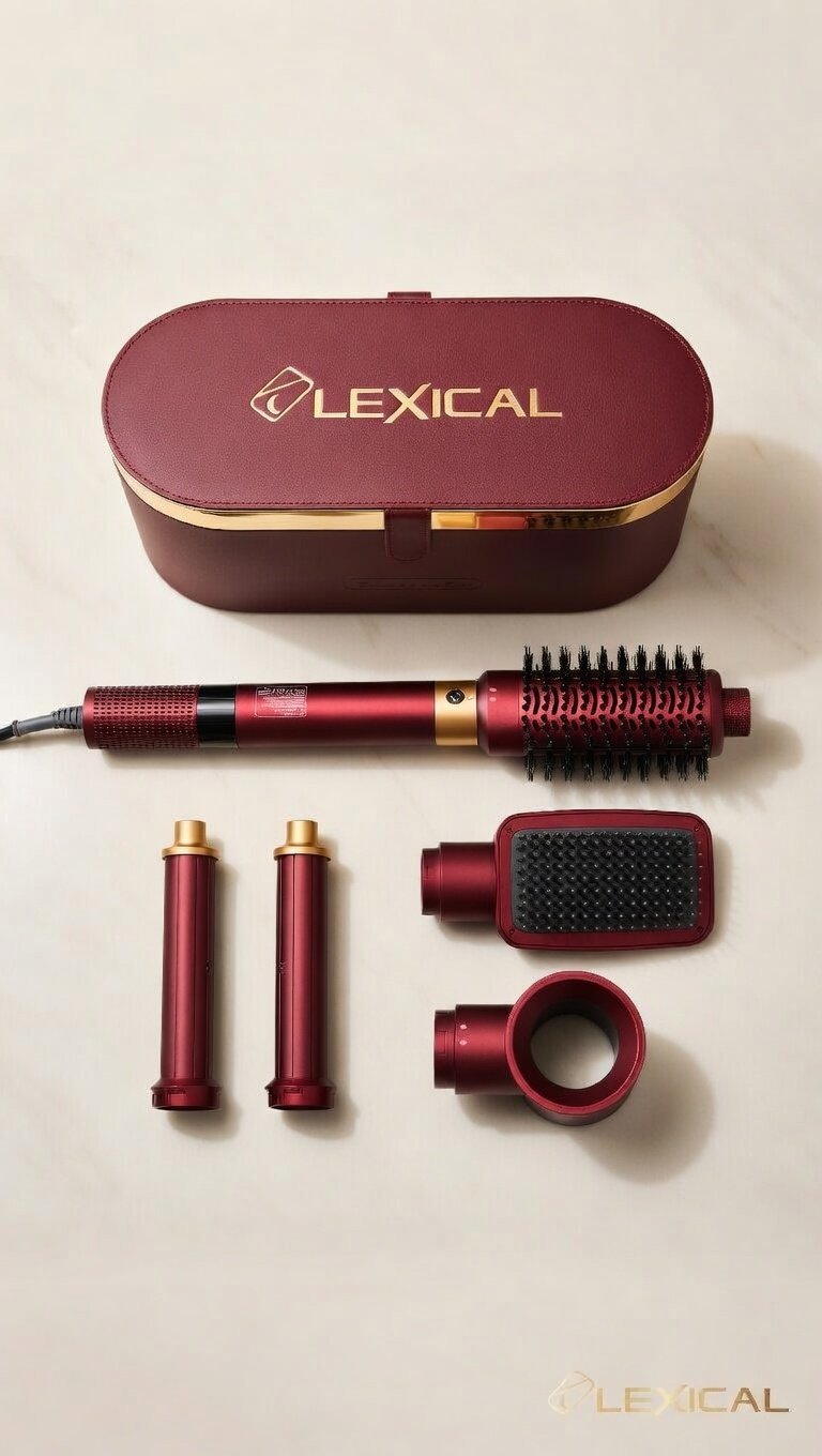 2026/04/3418.jpg Sèche Cheveux Styler 6 en 1 MARQUE Lexical LAS-5255-4 - 1300W - Rouge – Image 1