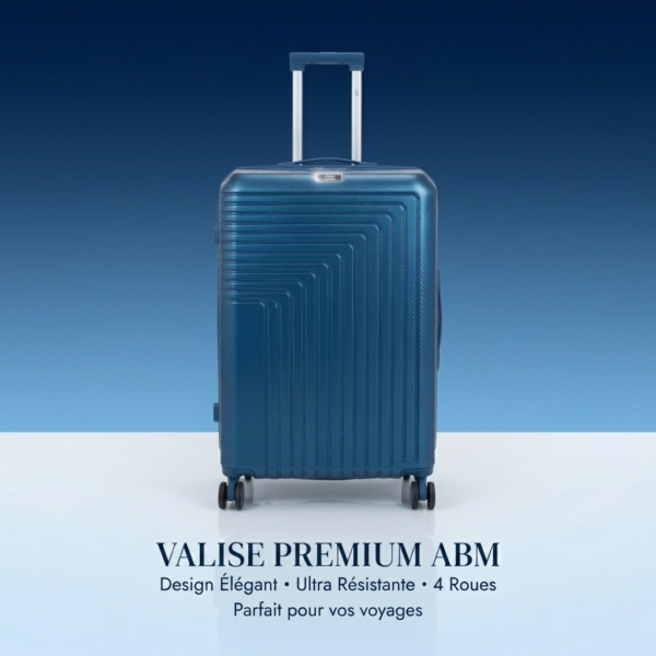 valise petit model ( 55x35x24cm) incassable marque ABM roues démontable – bleu