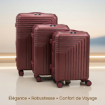 Série de 3 valises incassables marque ABM roues démontable – rouge bordeaux