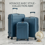 Série de 3 valises incassables marque ABM roues démontable – bleu