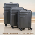 Série de 3 valises incassables marque ABM roues démontable – gris charbon