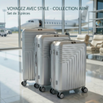 Série de 3 valises incassables marque ABM roues démontable - Gris