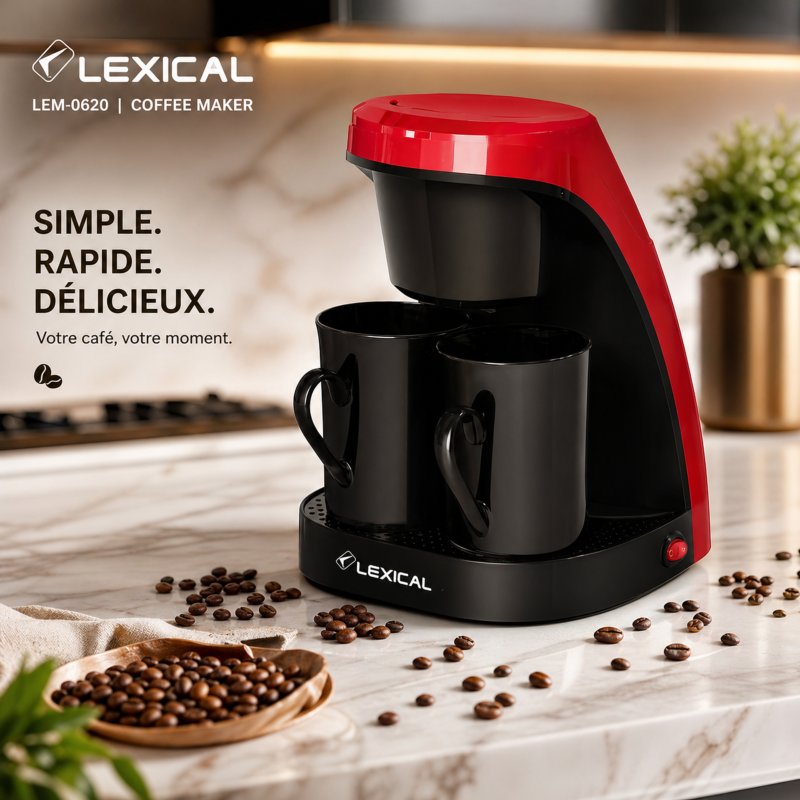 Cafetière électrique - Cafetière Électrique Filtre 450W Lexical-LEM-0620 - Rouge