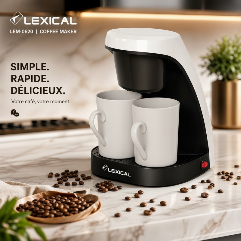 Cafetière électrique filtre - Cafetière Électrique Filtre 450W Lexical-LEM-0620 - blanc