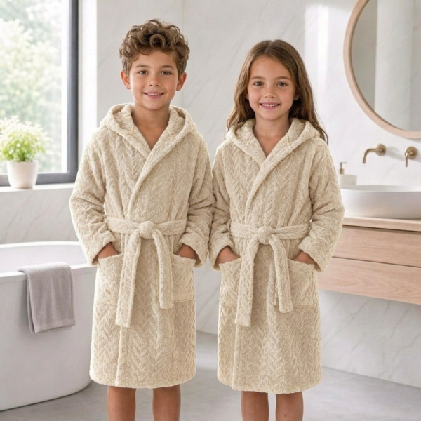 Cape de bain enfant - blanc cassé