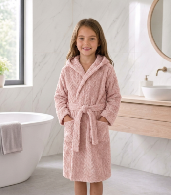 Cape de bain enfant rose