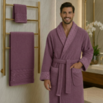 cap de bain single marque ABM avec 2 serviette (90/50 – 150/100) - violet