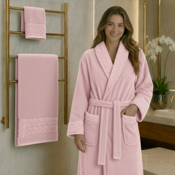cap de bain single marque ABM avec 2 serviette (90/50 – 150/100) - rose