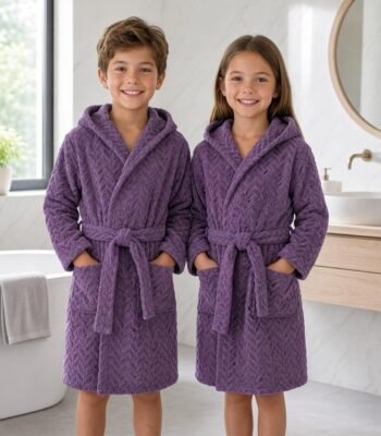 Cape de bain enfant violette